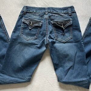 Plant Blue Low-Rise Straight-Leg Y2K Jeans